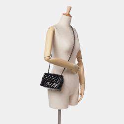 Pre Owned Chanel Black Patent Leather Mini Square Classic Single Flap Shoulder Bag