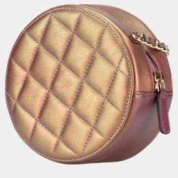 Chanel Purple Iridescent Lambskin Round Clutch with Chain Bag