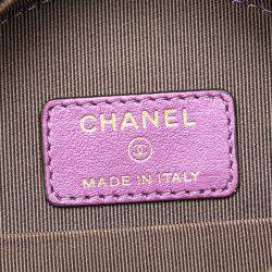 Chanel Purple Iridescent Lambskin Round Clutch with Chain Bag