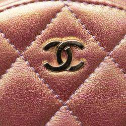 Chanel Purple Iridescent Lambskin Round Clutch with Chain Bag