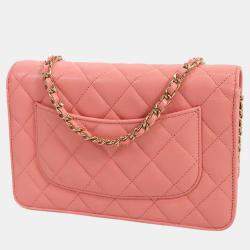 Chanel Pink Caviar Leather Classic Wallet On Chain