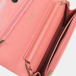 Chanel Pink Caviar Leather Classic Wallet On Chain