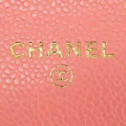 Chanel Pink Caviar Leather Classic Wallet On Chain