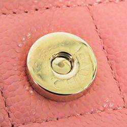 Chanel Pink Caviar Leather Classic Wallet On Chain