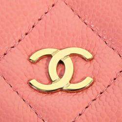 Chanel Pink Caviar Leather Classic Wallet On Chain