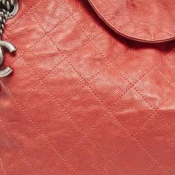 Chanel Red Quilted Caviar Leather Simply CC Hobo