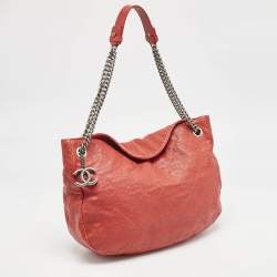 Chanel Red Quilted Caviar Leather Simply CC Hobo