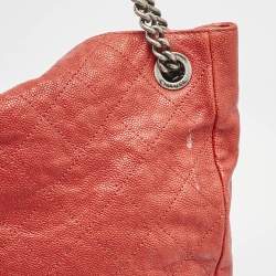 Chanel Red Quilted Caviar Leather Simply CC Hobo