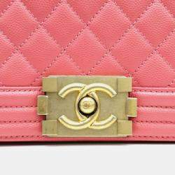 Chanel Pink Caviar Leather Medium Boy Shoulder Bag