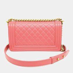 Chanel Pink Caviar Leather Medium Boy Shoulder Bag