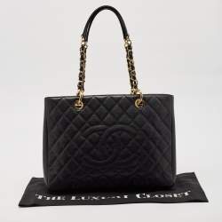 Chanel Black Quilted Caviar Leather Grand Shopper Tote