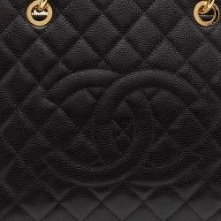 Chanel Black Quilted Caviar Leather Grand Shopper Tote
