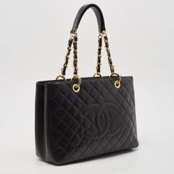 Chanel Black Quilted Caviar Leather Grand Shopper Tote