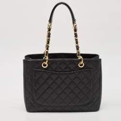 Chanel Black Quilted Caviar Leather Grand Shopper Tote