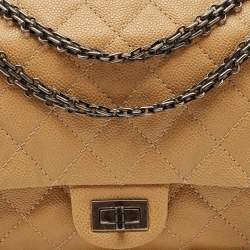 Chanel Beige Quilted Caviar Leather Classic 226 Reissue 2.55 Flap Bag