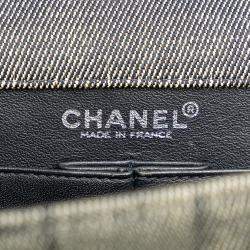 Pre Owned Chanel Grey Denim CC Choco Bar Chain Flap Shoulder Bag
