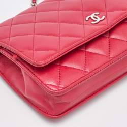 Chanel Rose Pink Quilted Leather Classic WOC Clutch Bag