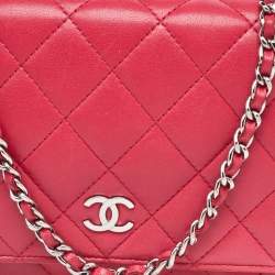 Chanel Rose Pink Quilted Leather Classic WOC Clutch Bag