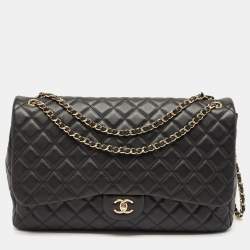 Chanel Black Quilted Leather Small XXL Travel Flap Bag