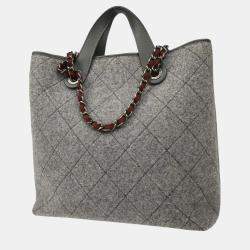Chanel Gray Felt Tote Bag