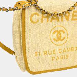 Chanel Yellow Straw Deauville Shoulder Bag