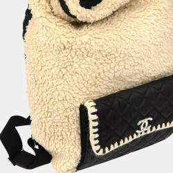 Chanel White Black Wool Nylon Backpack 