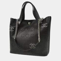 Chanel Black Perforated Leather Tote Bag