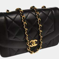 Chanel Black Lambskin Small Diana Shoulder Bag