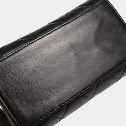 Pre Owned Chanel Black Lambskin Flap Shoulder Bag