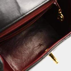 Pre Owned Chanel Black Lambskin Flap Shoulder Bag