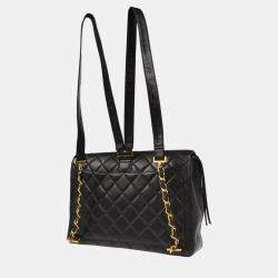 Chanel Black Lambskin Chain Backpack 