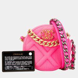 Chanel Pink Jersey 19 Round Clutch on Chain Bag