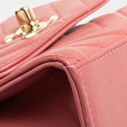 Pre Owned Chanel Pink Mini Chevron Lambskin Trendy CC Chain Wallet Bag