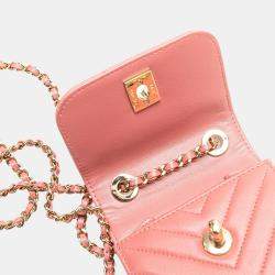 Pre Owned Chanel Pink Mini Chevron Lambskin Trendy CC Chain Wallet Bag