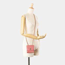 Pre Owned Chanel Pink Mini Chevron Lambskin Trendy CC Chain Wallet Bag