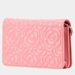 Chanel Pink CC Caviar Camellia Wallet On Chain 