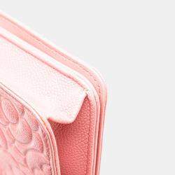 Chanel Pink CC Caviar Camellia Wallet On Chain 