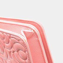 Chanel Pink CC Caviar Camellia Wallet On Chain 