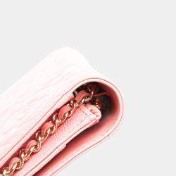 Chanel Pink CC Caviar Camellia Wallet On Chain 