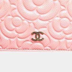 Chanel Pink CC Caviar Camellia Wallet On Chain 