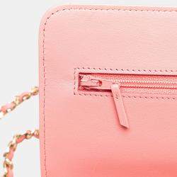 Chanel Pink CC Caviar Camellia Wallet On Chain 
