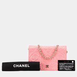 Chanel Pink CC Caviar Camellia Wallet On Chain 