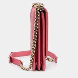 Pre Owned Chanel Pink North South Boy Flap Bag