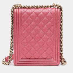 Pre Owned Chanel Pink North South Boy Flap Bag
