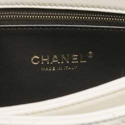 Chanel White Quilted Leather Small Trendy CC Top Handle Bag