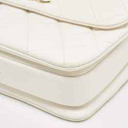 Chanel White Quilted Leather Small Trendy CC Top Handle Bag