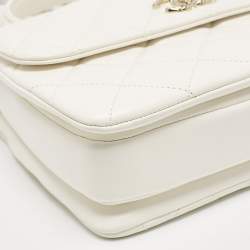 Chanel White Quilted Leather Small Trendy CC Top Handle Bag
