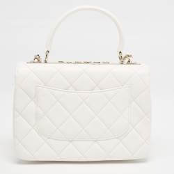 Chanel White Quilted Leather Small Trendy CC Top Handle Bag