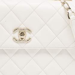 Chanel White Quilted Leather Small Trendy CC Top Handle Bag