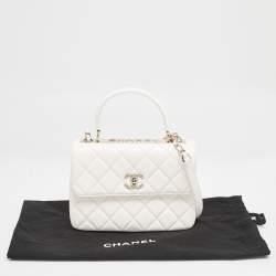 Chanel White Quilted Leather Small Trendy CC Top Handle Bag